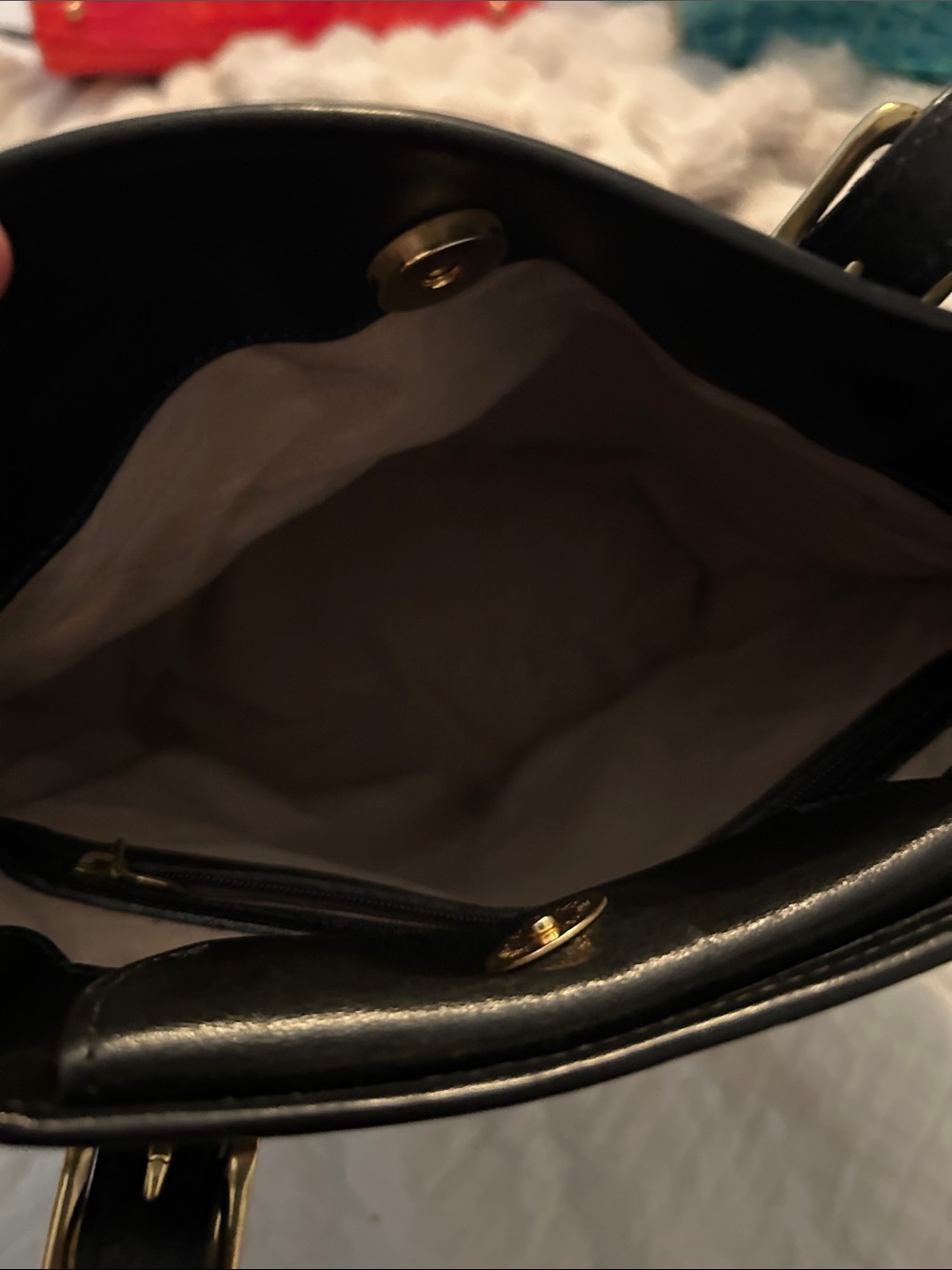 Cadillac pocket book Emblem Black Leather Tote Bag - Picture 6 of 6